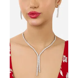 Zaveri Pearls  Silver-Plated Stone Studded Jewellery Set-picture-26