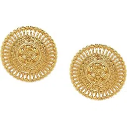 zaveri pearls Splendid Gold Plated Metal Look Finely Detailed Stud Earring For Women-ZPFK9369-picture-12