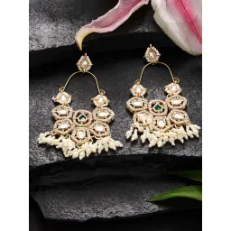 Zaveri Pearls Statement Green Alloy Earrings-picture-13