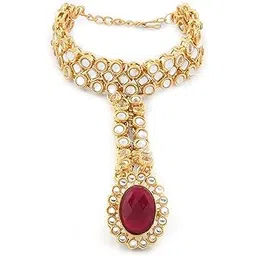 zaveri pearls Traditional Gold Tone Kundan Ring Bracelet For Women-ZPFK8710-picture-42