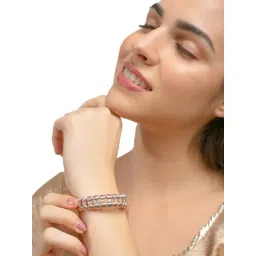 Zaveri Pearls Two Tone Contemporary Style Cubic Zirconia Adjustable Classic Bracelet - ZPFK9475-picture-29