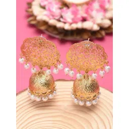 Zaveri Pearls White & Golden Alloy Jhumki Earrings-picture-24