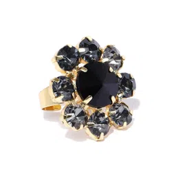 Zaveri Pearls Women Black Crystal Shine Contemporary Finger Ring-picture-13