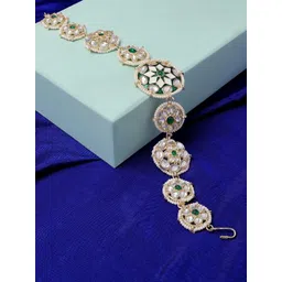 Zaveri Pearls Women Green & Gold-Toned Embellished Hairband-picture-23