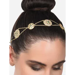 Zaveri Pearls Women Green & Gold-Toned Embellished Head Chain-picture-25