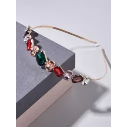 Zaveri Pearls Women Green & Red Embellished Hairband-picture-32