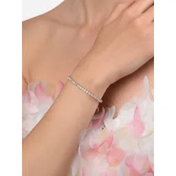 Zaveri Pearls Women Green Brass Cubic Zirconia Rose Gold-Plated Wraparound Bracelet-picture-19