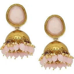 zaveri pearls Yellow Gold Jhumki Earrings for Women (Golden) (ZPFK9868)-picture-56