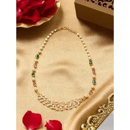 zaveri pearls Zaveri Gold-Plated Multi Layer Beaded Pearls Necklace-picture-13