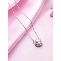 Zavya 925 Silver Pearl Petal Radiance Rhodium-Plated Necklace for Women-picture-17