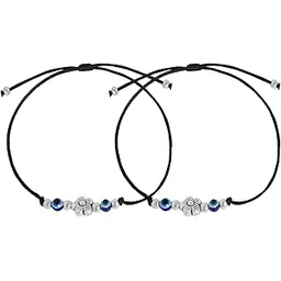 zavya 925 Sterling Silver Cubic Zirconia CZ Floral Evil Eye Adjustable Rhodium Plated Thread Anklet (Pair) | Gift for Women & Girls | With Certificate of Authenticity & 925 Hallmark-picture-29