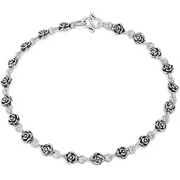 zavya 925 Sterling Silver Modest Floral Rhodium Plating Charm Anklet (Single) | Gift for Women & Girls | With Certificate of Authenticity & 925 Stamp|Mother's Day-picture-10