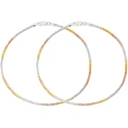 zavya 925 Sterling Silver Modest Gentle Triple Tone Plating Chain Anklet (Pair) | Gift for Women & Girls | With Certificate of Authenticity & 925 Stamp-picture-27