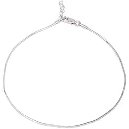 zavya 925 Sterling Silver Modest Minimal Rhodium Plating Chain Anklet (Single) | Gift for Women & Girls | 1 Year Plating Warranty-picture-32