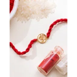 Zavya 92.5 Sterling Silver Om in Gold-Plating Rakhi with Roli Chawal for Bhai-picture-16