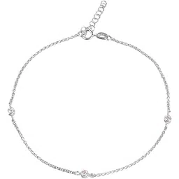 zavya 925 Sterling Silver Pink Circular Cubic Zirconia CZ Rhodium Plated Adjustable Chain Anklet (Single) | Gift for Women & Girls | With Certificate of Authenticity & 925 Hallmark-picture-33