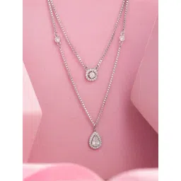 Zavya 925 Sterling Silver Radiant Fusion Rhodium Plated Layered Necklace for Women-picture-30