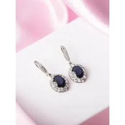 Zavya 925 Sterling Silver Sapphire Cascade Rhodium Drop Earrings For Women-picture-27