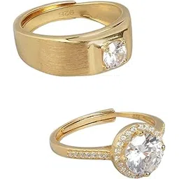 zavya 925 Sterling Silver Solitaire Halo Couple Ring | Gift for Couples | With Certificate of Authenticity and 925 Hallmark-picture-23