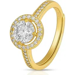 zavya 925 Sterling Silver Solitaire Halo Ring | Gold Plated Iridescent Cubic Zirconia 's Gift Ideas-Women Ring | With Certificate of Authenticity and 925 Hallmark-picture-17