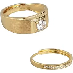 zavya 925 Sterling Silver Solitaire Halo Ring | Gold Plated Shimmering Cubic Zirconia Gift Ideas- Couple Ring | With Certificate of Authenticity and 925 Hallmark-picture-18