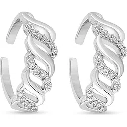 zavya 925 Sterling Silver Wavy Cubic Zirconia CZ Rhodium Plated Adjustable Pair Toe Ring for Women | Stylish Silver Jewellery | Gift for Women | With Certificate and 925 Hallmark-picture-21