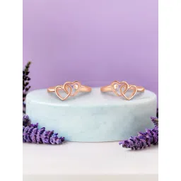 Zavya Charming Double Heart 925 Sterling Silver Rose Gold-Plated Toe Rings-picture-37