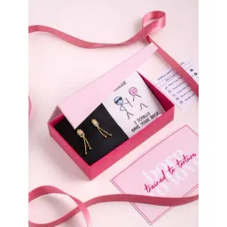 Zavya Chic Glitter Gold-Plated 925 Sterling Silver Drop Earrings Gift Hamper-picture-10