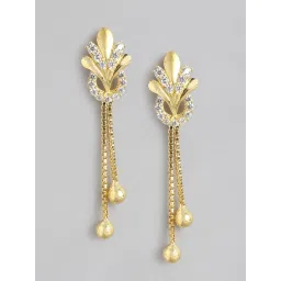 Zavya Chic Glitter Gold-Plated 925 Sterling Silver Drop Earrings image 3