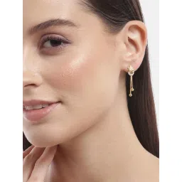 Zavya Chic Glitter Gold-Plated 925 Sterling Silver Drop Earrings image 2