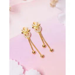 Zavya Chic Glitter Gold-Plated 925 Sterling Silver Drop Earrings image 1