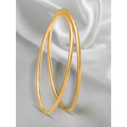 Zavya Classic Gold Plated 925 Sterling Silver Plain Bangles (Pair)-picture-30
