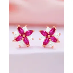 Zavya Delicate Flower Rose Gold Plated 925 Sterling Silver Stud Earrings for Women-picture-11