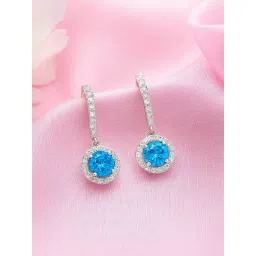 Zavya Elegant Skyblue Studded Rhodium Plated 925 Sterling Silver Earrings-picture-21