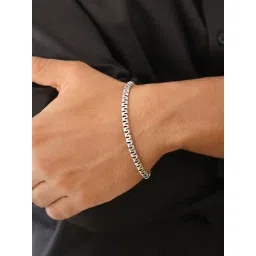 Zavya Iconic Rhodium-Plated 925 Sterling Silver Men's Chain Bracelet (One Size)-picture-38