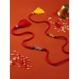 Zavya Om Trishul Charm Rhodium & Gold-Plated 925 Sterling Silver Rakhi with Rudraksha Combo-picture-44