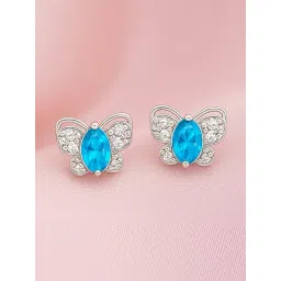 Zavya Rhodium Plated 925 Sterling Silver Stud Earrings-picture-35