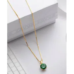 zavya Sterling Silver Gold-Plated Gemstone-Studded Pendant with Chain-picture-23