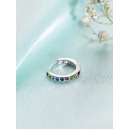 Zavya Women 925 Pure Silver Rhodium-Plated CZ Stone-Studded Nose Ring-picture-24