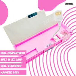 zaydanic Princess Pencil Box Magnetic Lock, Dual Compartments, Stationery School Kit, Disney Cartoon Case Inbuild LED Light for Girls, Kids, Students Art Plastic Pencil Box image 3