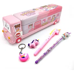 zaydanic Bus-Themed Pencil Box With Unicorn Accessories for Kids Gils Themed, Bus, Smile Face Themed Art Metal Pencil Box-picture-20