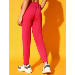 zazbi Women Solid, Striped Pink Track Pants image 2