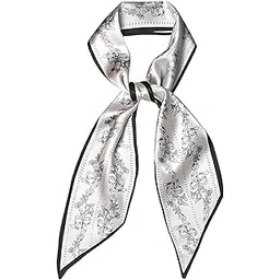 zbdroxygen Scarf for Women Stylish,Silk Scarf for Women,Stylish,Black Bow Floral Pattern, Suitable for Formal Occasions, Casual Outings Or As a Fashionable Gift-picture-39
