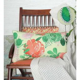 Multicolor Poly Cotton Floral 12x22 inches Cushion Covers (1pc) by Zeba-image-15