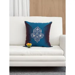 ZEBA Blue & Gold-Toned Ethnic Motifs Square Cushion Covers-picture-30