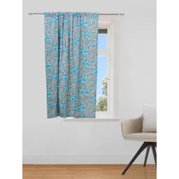 ZEBA Blue & Grey Floral Printed Cotton Window Curtain-picture-17