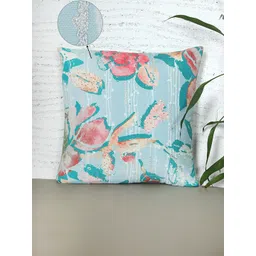 ZEBA Blue & Pink Floral Printed Square Cushion Cover-picture-27