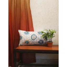 ZEBA Blue & Turquoise Blue Ethnic Motifs Rectangle Cushion Cover-picture-23