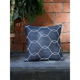ZEBA Blue & White  Embroidered Geometric Square Polyester  Cushion Covers-picture-43