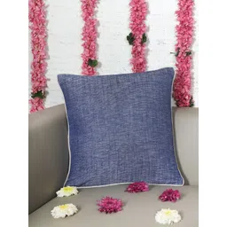 ZEBA Blue & White Textured Square Cushion Cover image 1